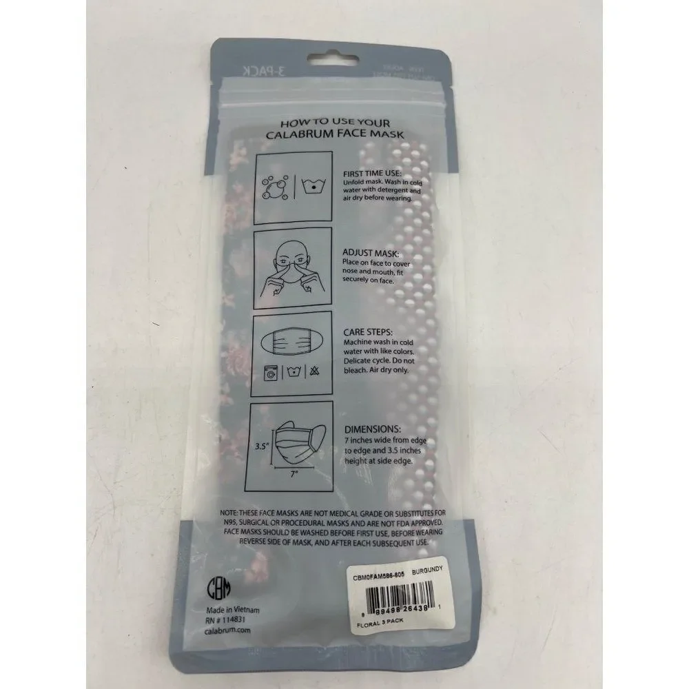 Calabrum Reversible Face Mask 3-Pack OSFM